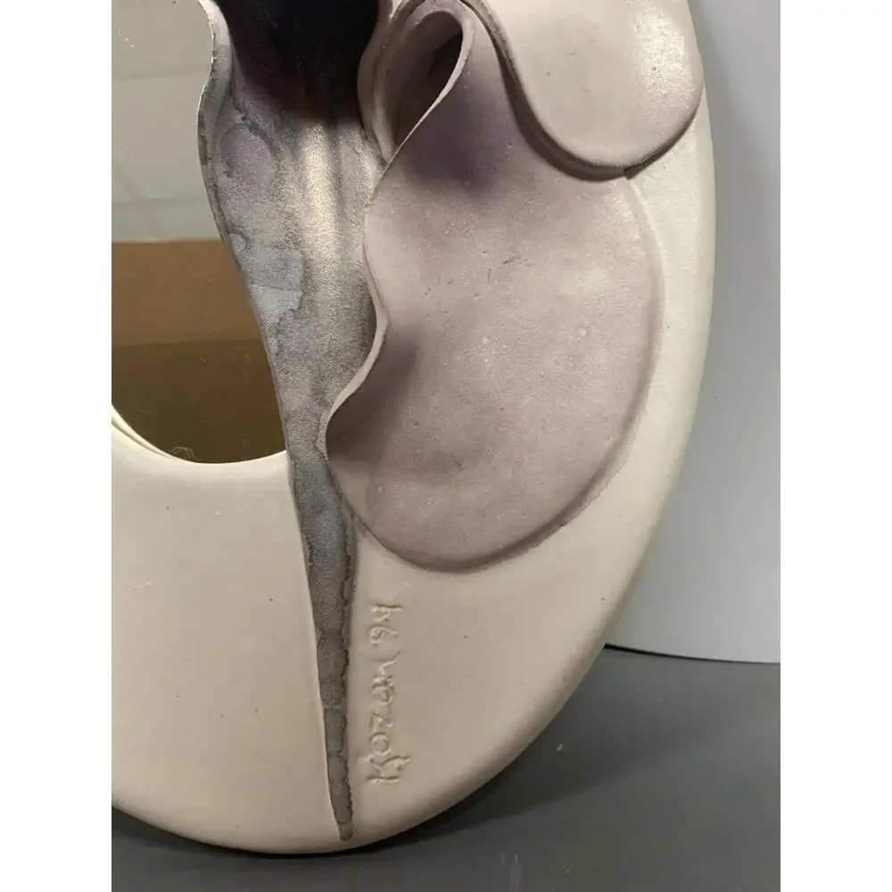 Art Pottery Mirror Calla Lily Kozon Studio Sculpted Art Signed 91, Vtg 13 X 8.5
